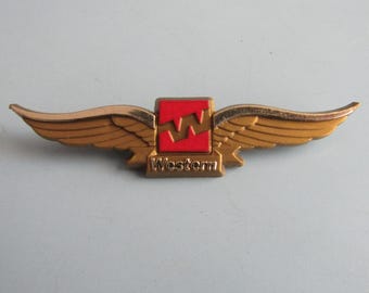 Vintage Western Airlines Wings Pin Stoffel Seals Free Shipping
