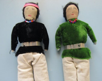 Lot of 2 Vintage Handmade Folk Art Dolls Free Shipping