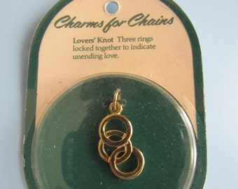 Vintage Gold Tone Charms for Chains Lovers' Knot Pendant New Old Stock Free Shipping