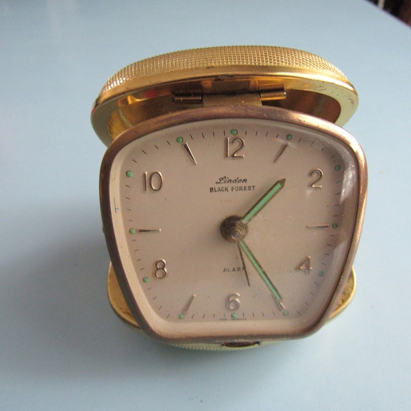 Vintage Linden Black Forest Travel Alarm Clock in Original Box Germany Free Shipping