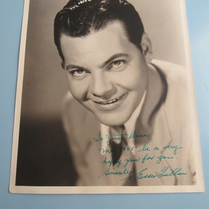 Vintage Eddie Quillan Autographed Photograph 1945 Free Shipping