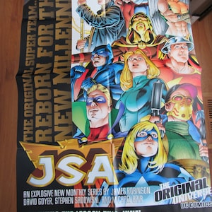 Vintage DC Comics Justice Society of America JSA Retailer Promotional Poster 1999 Free Shipping