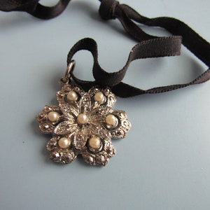 Vintage Silver Tone Rhinestone Pendant Free Shipping