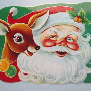 Vintage Christmas Wall Door Decoration Santa Claus & Reindeer Free Shipping