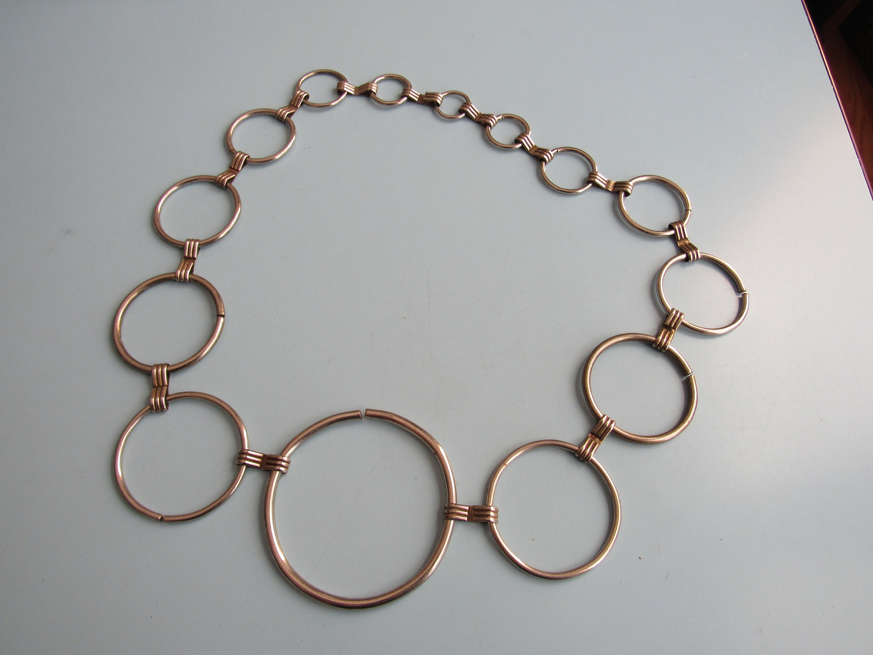 Vintage Silver-Tone Rhinestone Chain Link Belt- OSFM 90s Silver Tone Ring Chain Belt | Chaink Link Belt  main image 3