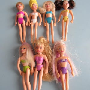 Lot of 7 Small Vintage Mattel Dolls 1990s Free Shipping