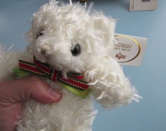 Vintage Russ Berrie Caress Soft Pets Baby Curlilocks Christmas Bear Plush New Old Stock Free Shipping