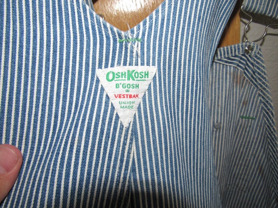 Vintage Men's Oshkosh Vestbak Denim Pin Striped Overalls Vintage Men's Oshkosh Vestbak Denim Pin Striped Overalls