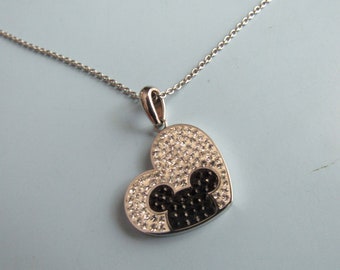 Vintage Walt Disney Mickey Mouse Pendant Necklace Stainless Steel Free Shipping