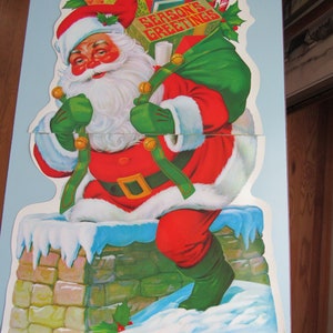 Vintage Christmas Wall Door Decoration Santa Claus Seasons Greetings Free Shipping