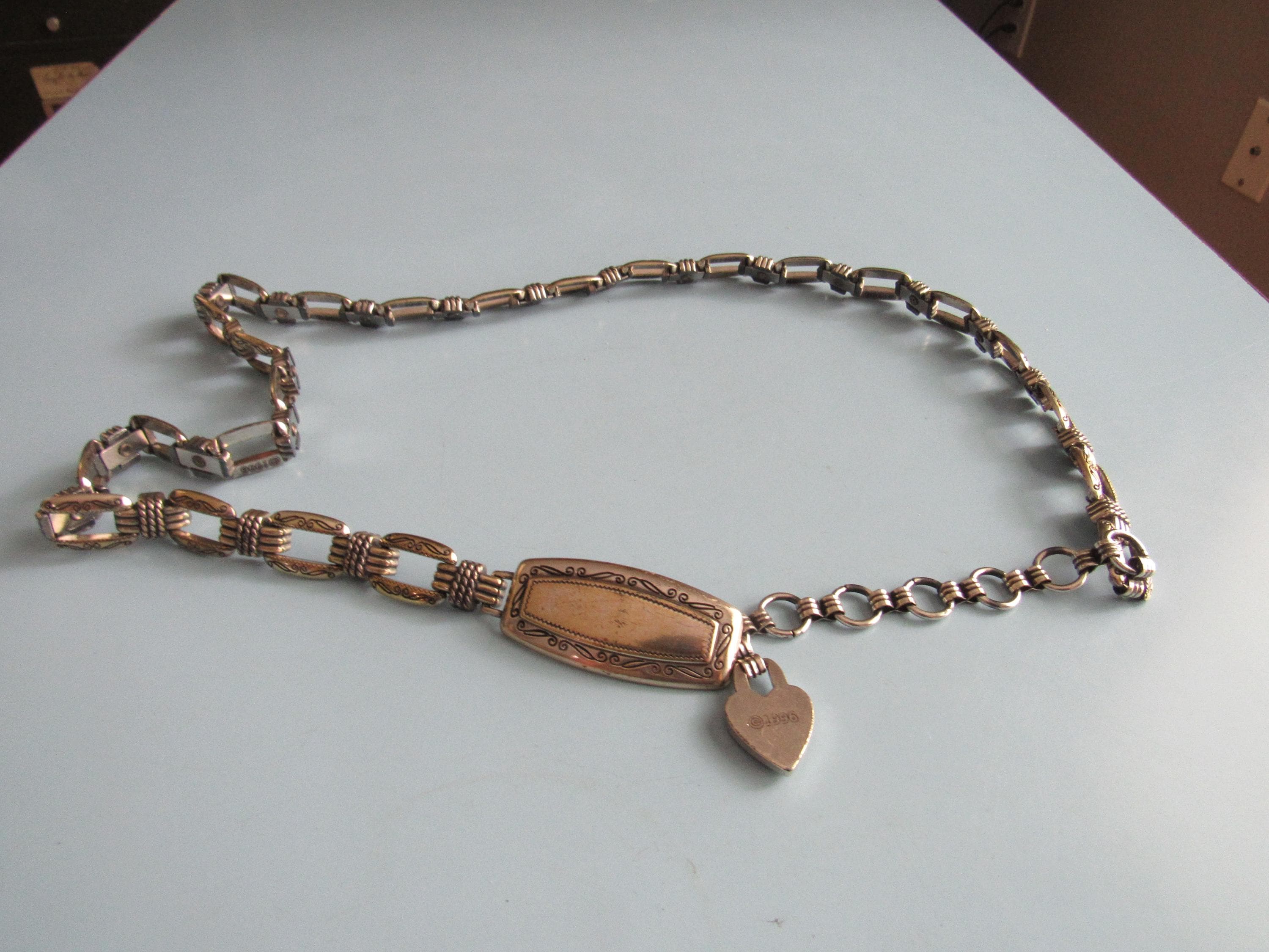 Vintage Brighton Silver Tone Chain Link Belt 1996 Free  display picture 2