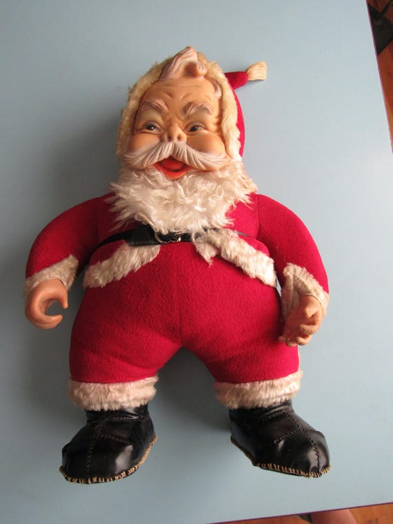 Vintage Plush Santa Claus Rushton Star Creation Christmas Toy 1950s Free Shipping