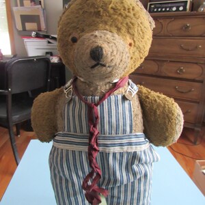 Vintage 1988 Dakin Teddy Bear Wearing Overalls Original Tag