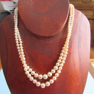 Vintage Faux Pearl Double Strand Beaded Necklace Free Shipping