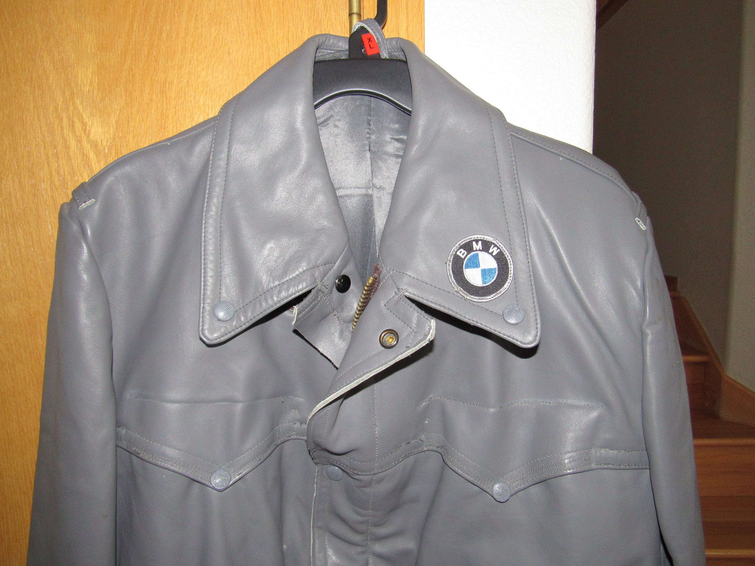 Vintage East German Military Surplus Gray Leather Jacket