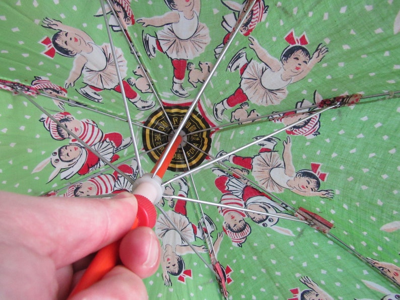 Vintage Child-Sized Asian Themed Parasol Umbrella Free Shipping image 6