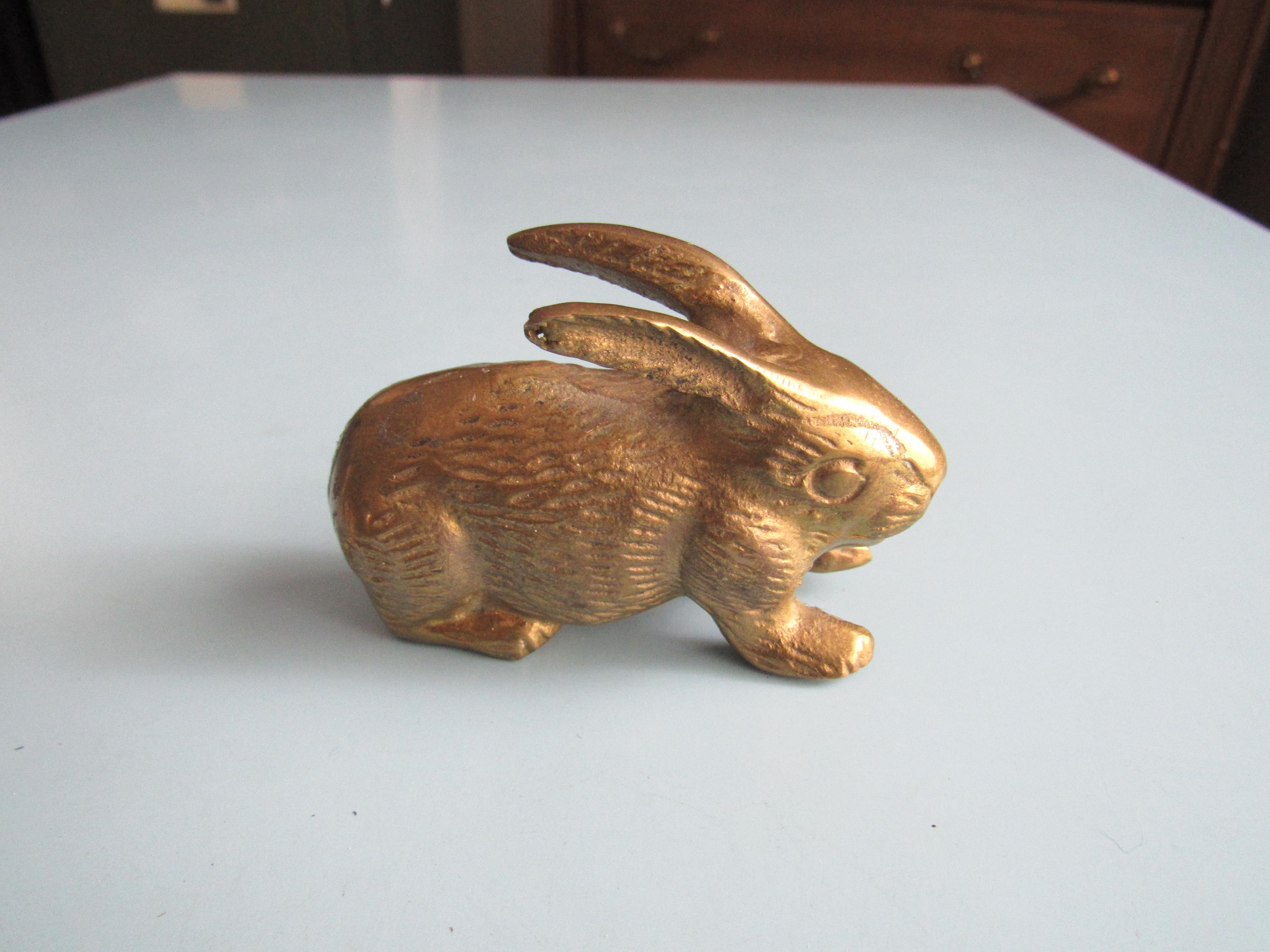 Vintage Brass Bunny Rabbit Figurine Unknown Age Free Shipping - Etsy