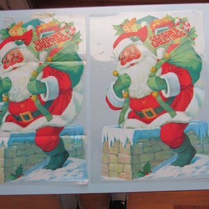 Lot of 2 Vintage Christmas Wall Door Decorations Santa Claus Season&#39;s Greetings Free Shipping