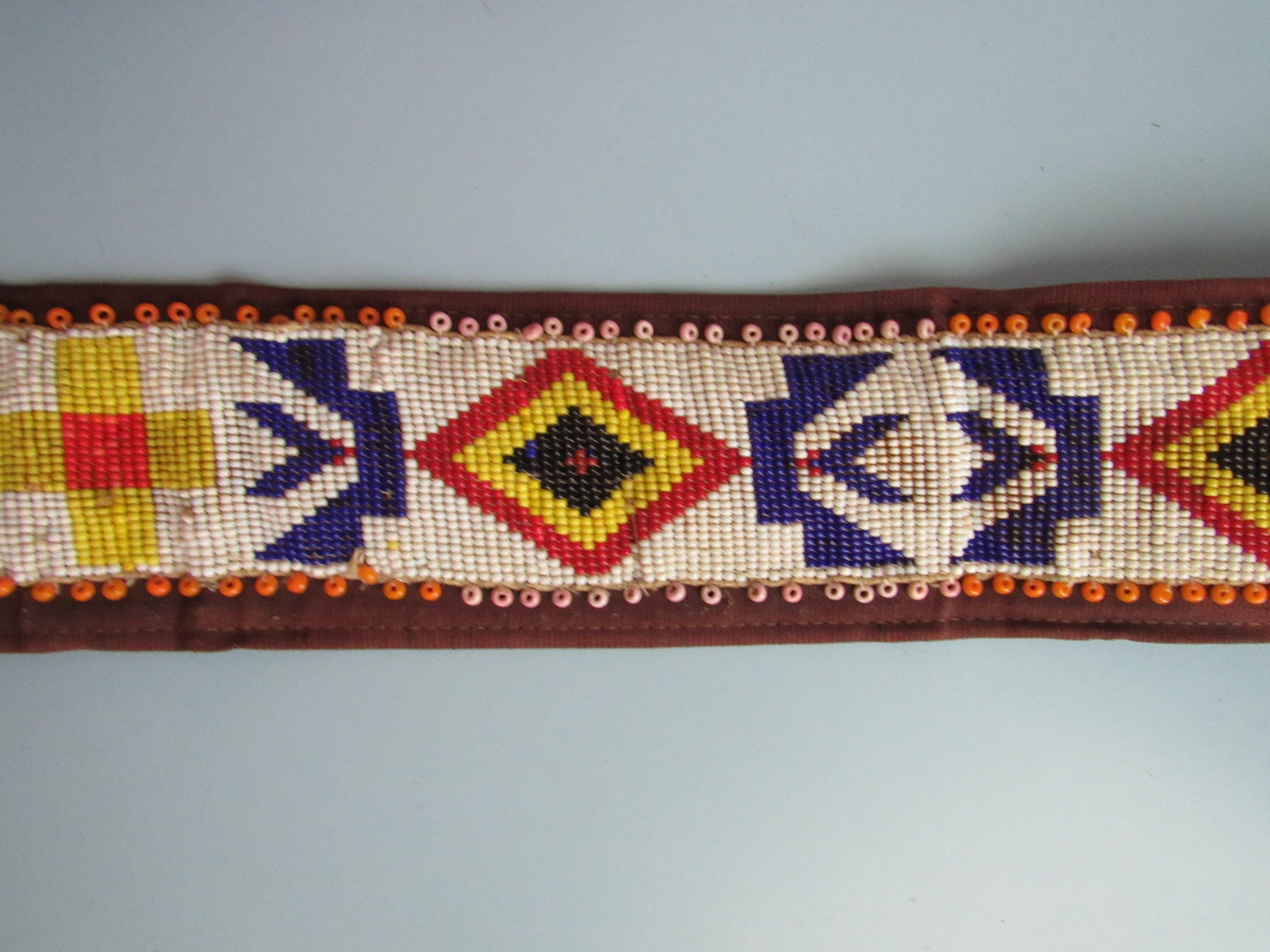 Vintage Wide Native American Seed Bead Belt & Buckle Free  display picture 1