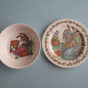 Vintage Peter Rabbit Oneida Deluxe Melamine Plate & Bowl Free Shipping