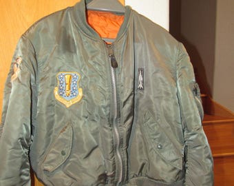 Vintage US Air Force Reversible Bomber Flight Jacket 44th Strategic Missile Wing Free Shipping