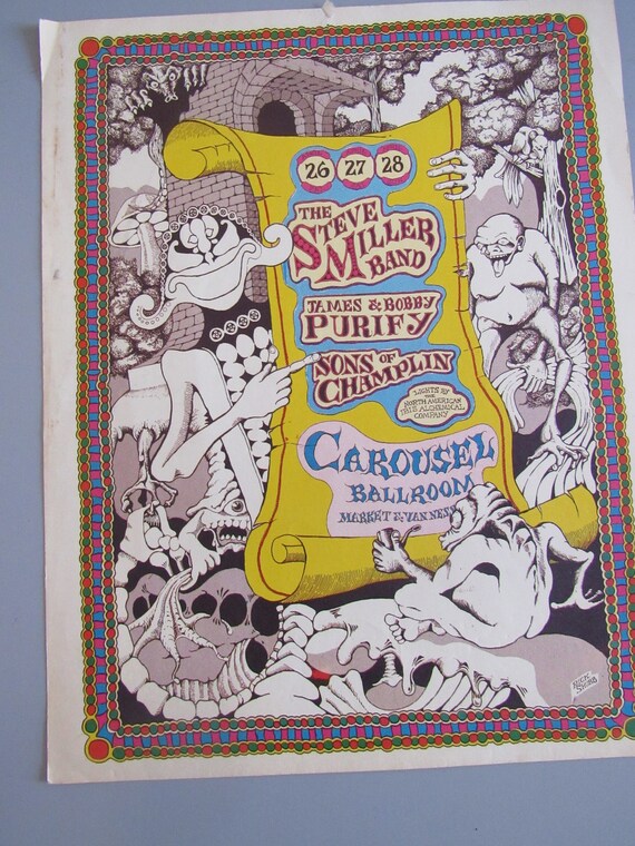Vintage Steve Miller Band Carousel Ballroom Poster by Rick Shubb