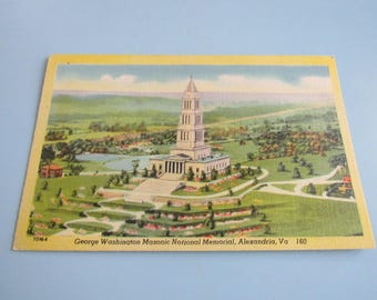Vintage George Washington Masonic National Monument Alexandria Virginia Postcard Post Card Unused Free Shipping