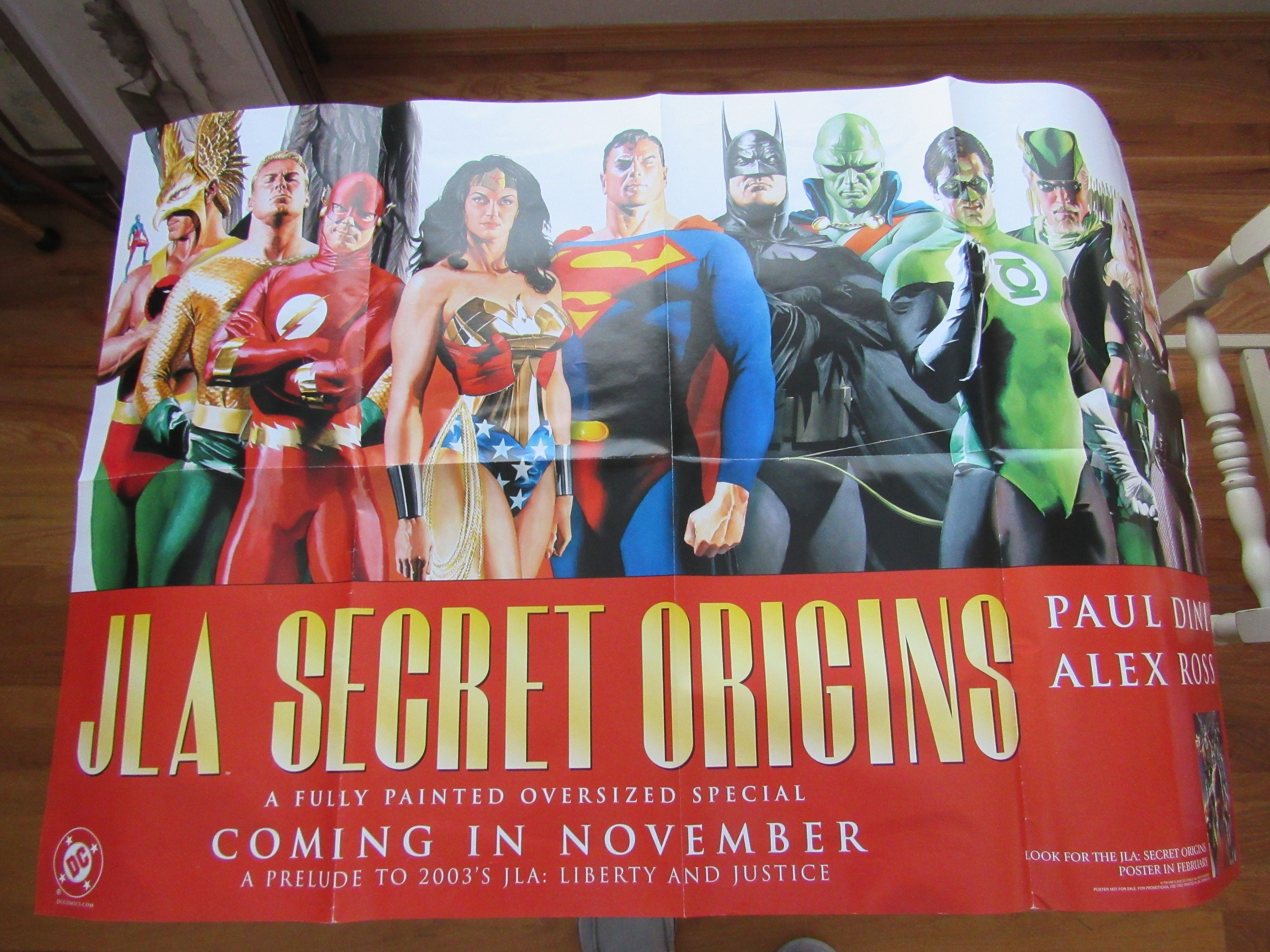 Vintage DC Comics JLA Secret Origins Retailer Promotional Poster