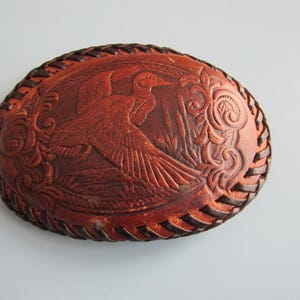 Vintage Tooled Leather Duck Belt Buckle Free Shipping