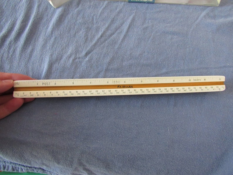 Vintage Post 1331C Wooden Triangular Ruler Drafting Architect Free Shipping