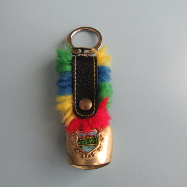 Vintage Souvenir Cow Bell Keychain Insel Mainau Free Shipping