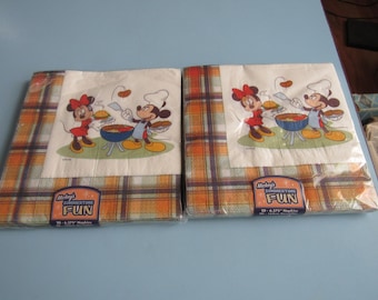 Lot of 2 Packages of Vintage Walt Disney Mickey's Summertime Fun Napkins New Old Stock Free Shipping