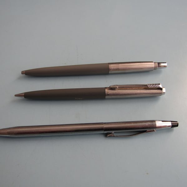Vintage Parker Jotter Ballpoint Pen & Mechanical Pencil Set Dove Gray + Cross Century Chrome Pen Free Shipping