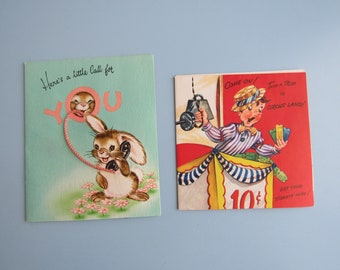 Lot of 2 Vintage Unused Greeting Cards Get Well Free Shipping