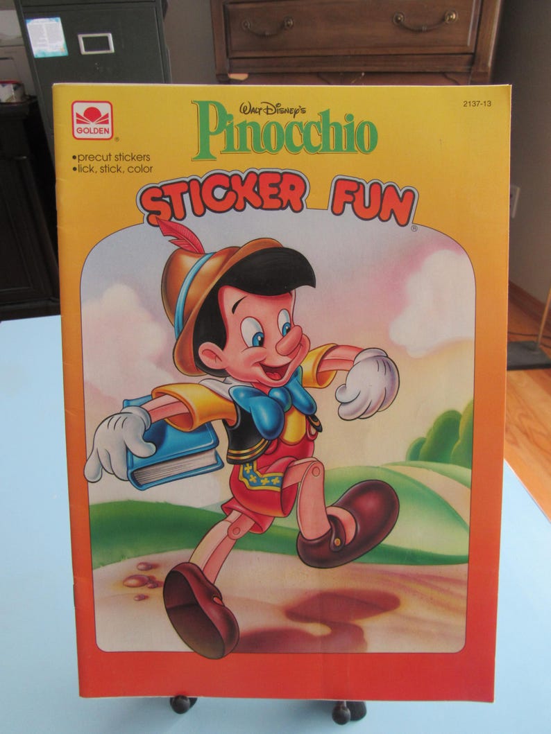 Pinnichio Jr. Sticker Vintage Walt Disney's Pinocchio Sticker Fun Book 1993 Free Shipping - Etsy