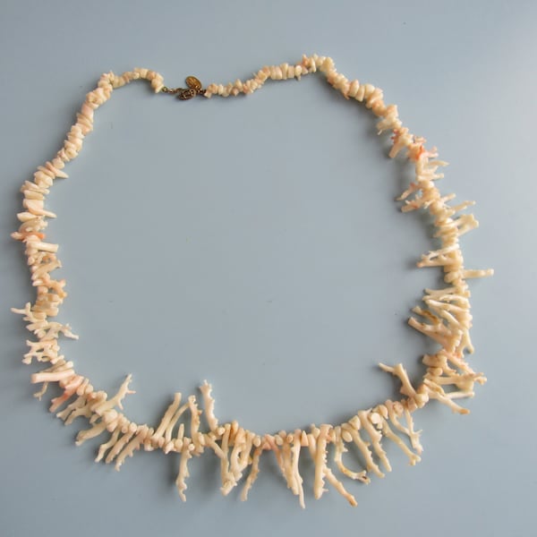 Vintage Les Bernard White Coral Necklace Free Shipping
