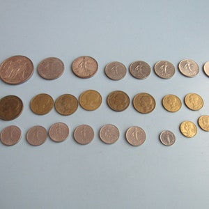 Lot of Vintage French Currency 25 Coins France Free Shipping