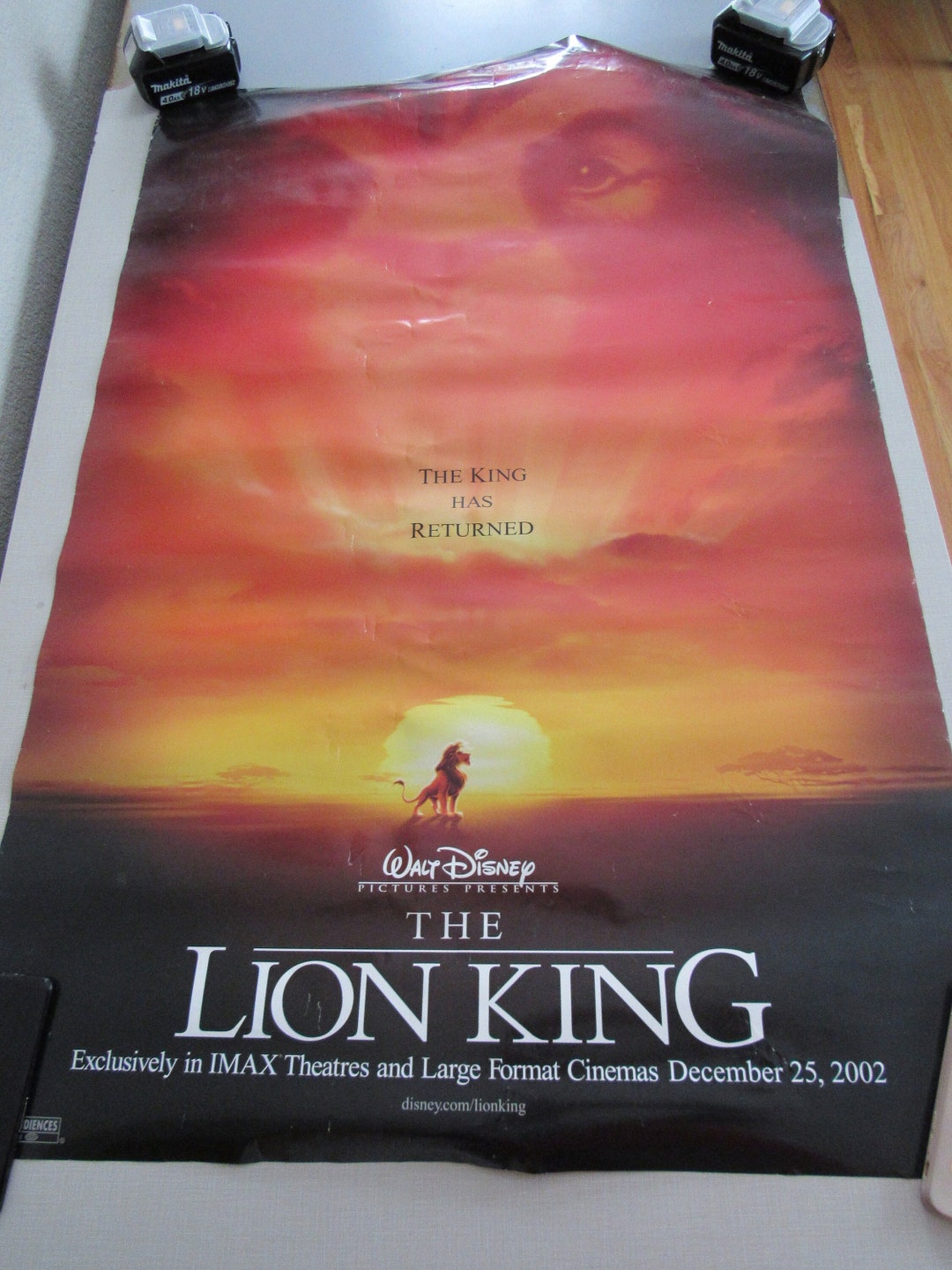 Vintage Walt Disney the Lion King Movie Poster 2002 Double Sided Free  Shipping