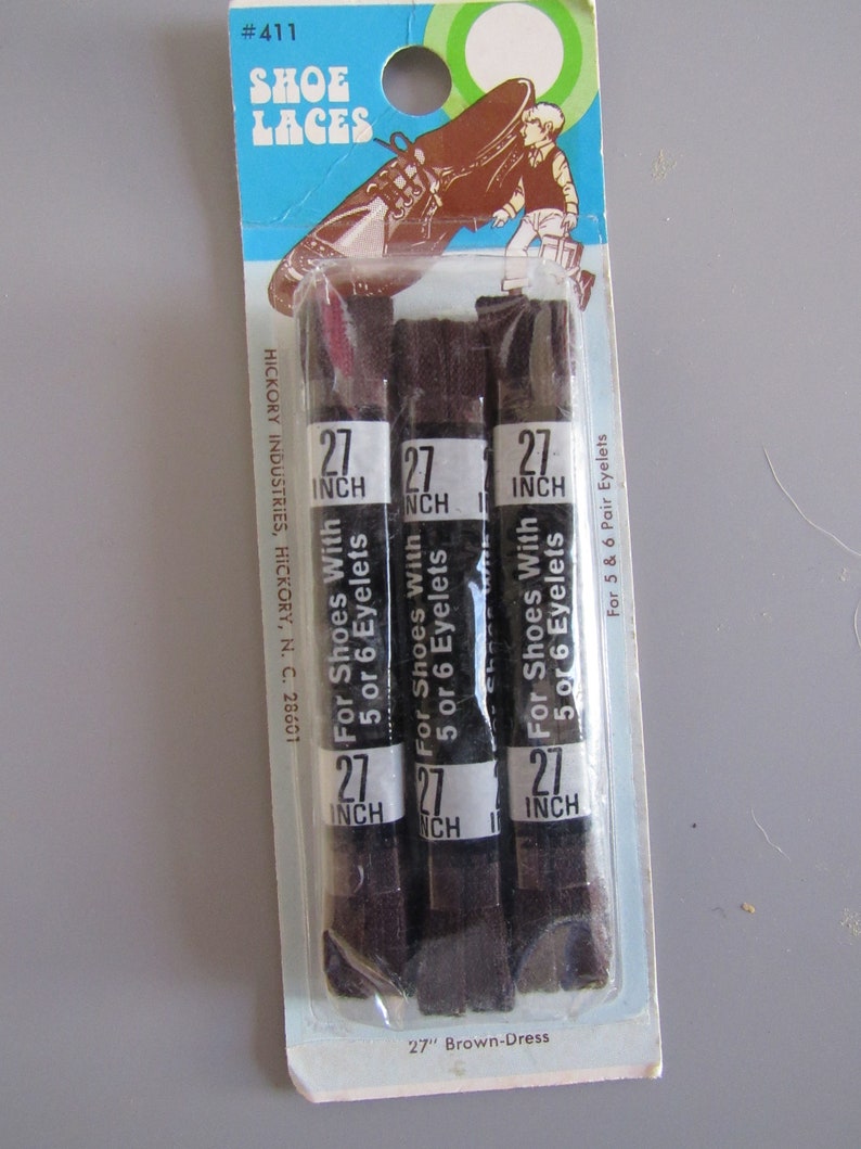 Vintage 27 Inch Brown Dress Shoe Laces New Old Stock 3 Pairs Free Shipping