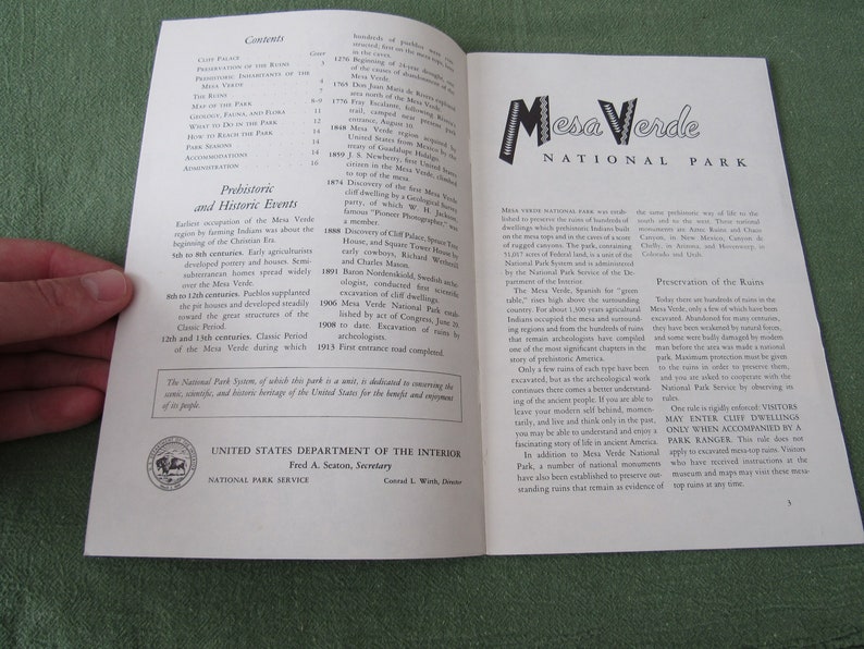 Vintage Mesa Verde National Park Colorado Booklet 1958 Free Shipping
