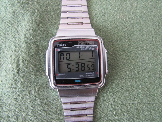 timex silver digital watch