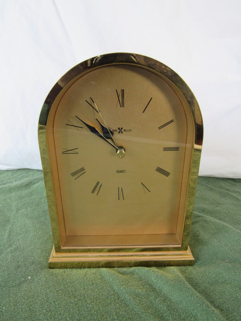 Vintage Howard Miller Gold Tone Mantle Desk Clock Free
