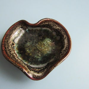 Vintage Heart Shaped Pottery Trinket Dish Free Shipping