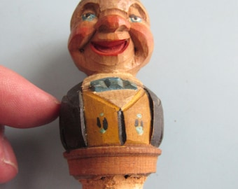 Vintage Anri Figural Bottle Stopper Cork Italy Free Shipping
