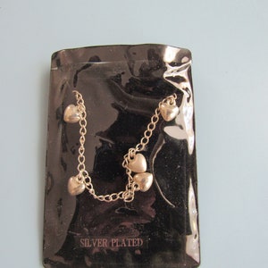 Vintage Silver Plated Heart Charm Bracelet Free Shipping