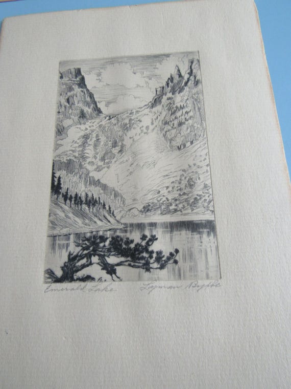 Lot of 3 Vintage Lyman Byxbe Signed Etchings Lone Pine Long's Peak