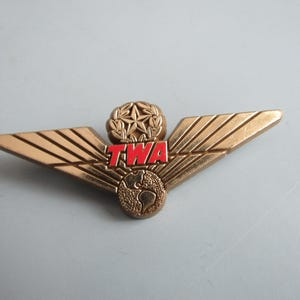 Vintage TWA Airlines Wings Pin Stoffel Seals Free Shipping