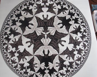 Vintage M.C. Escher Circle Limit IV (Heaven and Hell) Poster Print 1974 Breugel Van Dooren Free Shipping