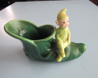 Vintage Treasure Craft Green Pixie Elf Planter Free Shipping