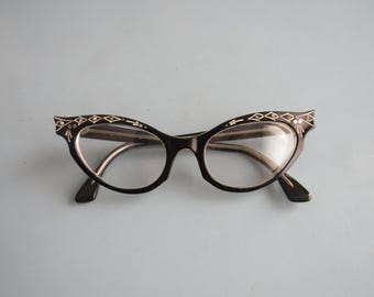Vintage Hay Flee Cat Eye Glasses Frames Bausch Lomb Free Shipping